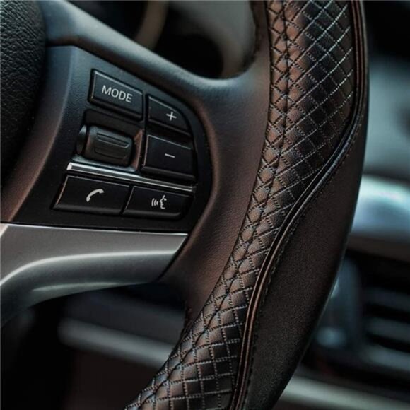 Steering Wheel Covers Universal 15 inch - Genuine Leather, Breathable, Anti Slip - Picture 3 of 7